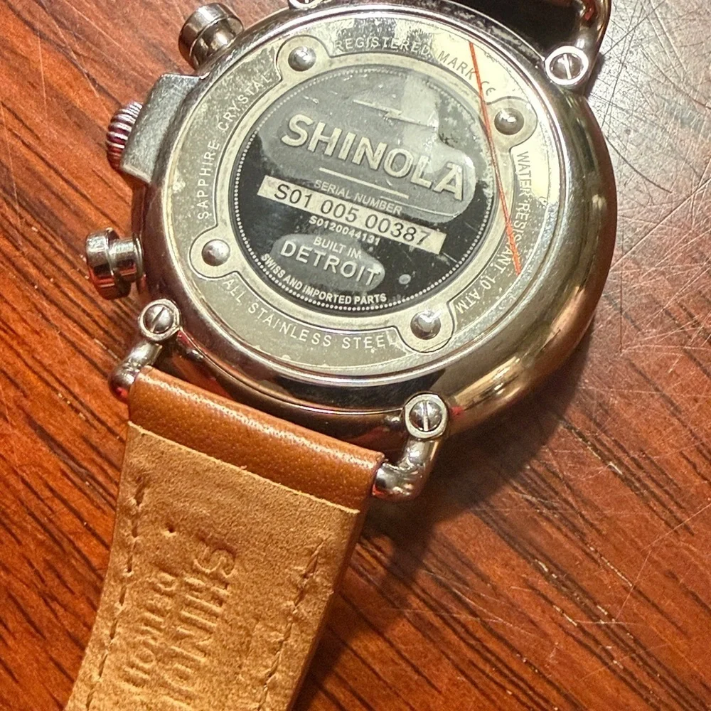 Shinola Silver and Blue Chronograph Watch